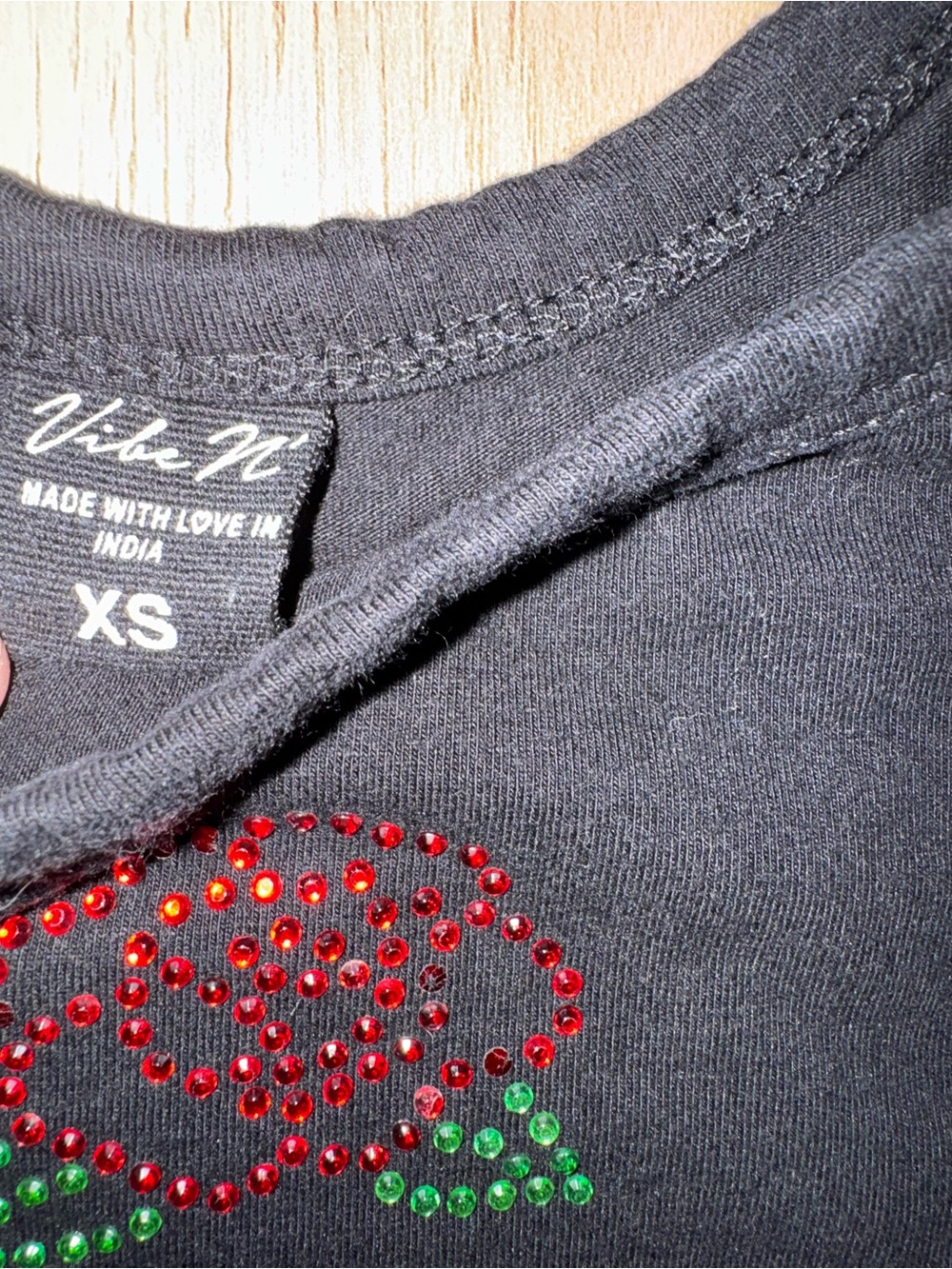 Black Rose Rhinestone Embellished Cropped Tank Top - Picture 3 of 3